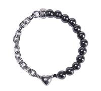 Aotiwe Bracciale dell'amicizia, da uomo, 8 mm, con magnete a forma di cuore, in acciaio inox e cristallo, regalo per marito, 21.5cmx8mm, Acciaio inossidabile, Onice
