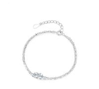 Aotiwe Bracciale fidanzata damigella d'onore, collana a doppio strato con moissanite a forma di cuore, regalo divertente per le donne, 17+5CM, Oro bianco 9 K, Moissanite