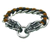 Aotiwe Bracciale sottile da uomo, cinturino in pelle uomo Lo zodiaco cinese in acciaio regalo di anniversario, 22CM, Pelle, Senza Gemstone