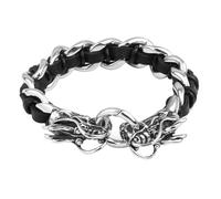 Aotiwe Bracciale sottile da uomo, cinturino in pelle uomo Lo zodiaco cinese in acciaio regalo di anniversario, 22CM, Pelle, Senza Gemstone
