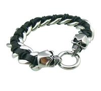 Aotiwe Bracciale sottile da uomo, cinturino in pelle uomo Lo zodiaco cinese in acciaio regalo di anniversario, 22CM, Pelle, Senza Gemstone