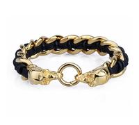 Aotiwe Bracciale sottile da uomo, cinturino in pelle uomo Lo zodiaco cinese in acciaio regalo di anniversario, 22CM, Pelle, Senza Gemstone