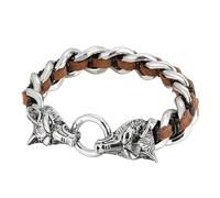Aotiwe Bracciale sottile da uomo, cinturino in pelle uomo Lo zodiaco cinese in acciaio regalo di anniversario, 22CM, Pelle, Senza Gemstone