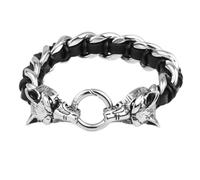Aotiwe Bracciale sottile da uomo, cinturino in pelle uomo Lo zodiaco cinese in acciaio regalo di anniversario, 22CM, Pelle, Senza Gemstone