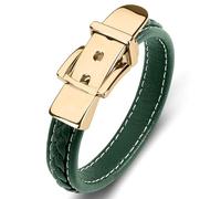 Aotiwe Braccialetto alla moda, con fibbia per cintura in pelle con ornamenti in acciaio inox, 16.5CM, Oro Verde, Nessuna pietra preziosa