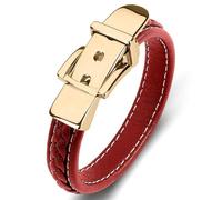 Aotiwe Braccialetto alla moda, con fibbia per cintura in pelle con ornamenti in acciaio inox, 16.5CM, Oro rosso, Nessuna pietra preziosa