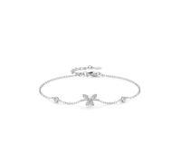 Aotiwe Braccialetto da donna alla moda, alla moda, con farfalla e diamante 0,25 ct, oro bianco/platino, 19+3CM, Platino, Diamante