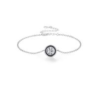 Aotiwe Bracciali da donna, graziosi braccialetti dal design classico rotondo con diamante rotondo bianco da 0,75 ct e onice nera, 17+5CM, Platino, Lab Diamond
