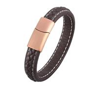 Aotiwe Bracciali da uomo in pelle, con charm, in acciaio, idea regalo per uomini, 18.5CM, Pelle, Senza Gemstone