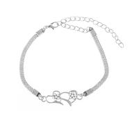 Aotiwe Cavigliera boho per le vacanze, doppio cuore e fiore con zirconi regalo per le donne, Metallo, Zirconia cubica