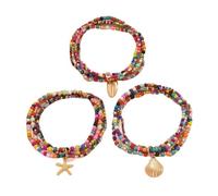 Aotiwe Cavigliera colorata vintage a più fili con ciondolo a conchiglia e stella marina
