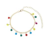 Aotiwe Cavigliera da donna in oro con campanella colorata, 22 + 10 cm, ideale come regalo di compleanno