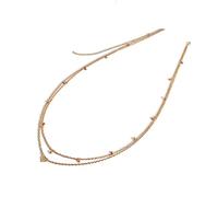 Aotiwe Cintura a catena a forma di cuore, catena per il corpo da donna, oro a doppio strato, con perline a forma di cuore, 102 cm, in lega di metallo, catena rolò