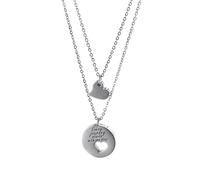 Aotiwe Collana a catena da donna, simpatica collana dell'amicizia doppia con cuore in acciaio inossidabile, acciaio inox, Nessuna pietra preziosa