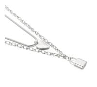 Aotiwe Collana con ciondolo a forma di J in stile occidentale, doppia catena con lucchetto e cuore in acciaio inox, acciaio inox, Nessuna pietra preziosa