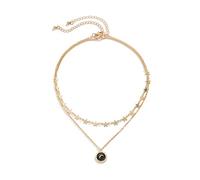 Aotiwe Collana da donna elegante, lunga collana, stella e paillettes luna, gioiello da donna, Placcato oro, Non è una pietra preziosa