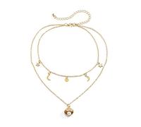 Aotiwe Collana da donna giovane, catena da donna, bigiotteria, nappa, stella e luna, set da donna gioielli, Metallo, Perla