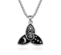 Aotiwe Collana da uomo, ciondolo J per uomo, nodo celtico con sole, luna e stelle, in acciaio inox, acciaio inox, Nessuna pietra preziosa