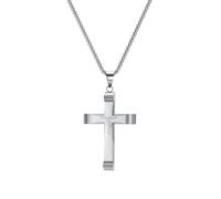 Aotiwe Collana da uomo, piccola collana con ciondolo a forma di croce di Gesù, in acciaio inossidabile, accessorio da uomo, Acciaio inossidabile, Nessuna pietra preziosa