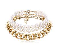 Aotiwe Collana donna giovane, collana mamma catena di perle spesse oro lega set gioielli donna