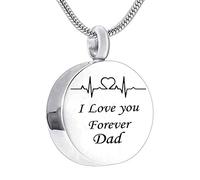 Aotiwe Collana gotica in argento da uomo, ciondolo rotondo con linea incisa I Love You Forever... in acciaio inox, 2x2.5cm, Acciaio inossidabile, Non pietra preziosa
