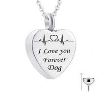 Aotiwe Collana lunga in argento con ciondolo a forma di cuore con incisione "I Love You Forever", in acciaio inox, 2x2.5cm, Acciaio inossidabile, Non pietra preziosa