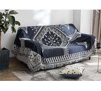 Aotiwe Copridivano antigraffio a prova di gatto, set di copridivano blu navy con motivo nautico con nappe misto, per 1 posto 180 x 89 cm