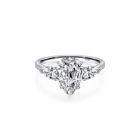Aotiwe Damenring Kleiner Finger, Statement Ring Damen Silber Tropfenförmiger Großer Edelstein mit Weiß Zirkonia 925 Silber, 52 (16.6), 925 Silber, Zirconia