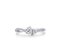 Aotiwe Damenring Zirkonia, Boho Ringe Silber Doppelherzen mit Weiß Zirkonia 925 Silber Geschenke für Mama, 49 (15.6), 925 Silber, Zirconia