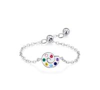 Aotiwe Damenring Zirkonia, Eheringe Silber Schlicht Verstellbare Kette mit Regenbogenschnecke mit Rundschliff Bunt Zirkonia 925 Silber Größe Verstellbar