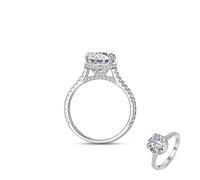 Aotiwe Damenringe, Verlobungsring Damen Silber 925 Krone Halo 4 Klauen mit Rundschliff Weiß Zirkonia, 49 (15.6), 925 Silber, Zirconia