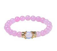 Aotiwe Delicati braccialetti, da uomo, minimalista, elastico, rotondo, pietra naturale, perline in lega, 17cmx8mm, Metallo, quarzo rosa