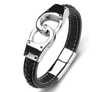 Aotiwe Delicato braccialetto, bracciale da uomo minimalista a forma di manette braccialetti dell'amicizia per adulti in pelle PU, Pelle, Nessuna pietra preziosa