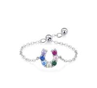 Aotiwe Eheringe 925 Silber, Eheringe Silber Set U-Förmige Verstellbare Kette mit Rundschliff Bunt Zirkonia Größe Verstellbar