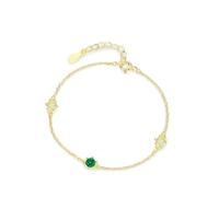 Aotiwe Fantastico bracciale da donna, piccolo con forma rotonda, realizzato in quarzo smeraldo e giallo, 17+5CM, Oro giallo 18 carati, Smeraldo realizzato
