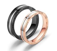 Aotiwe Fede Matrimoniale Oro Rosa Nero Anelli Il Mondo Sembra Meraviglioso Quando Sono Con Te, Acciaio Inossidabile Anelli Coppia Donna 17 & Uomo 22