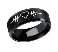 Aotiwe Fedi nuziali Moderno, Gioielli Personalizzati Uomo Elettrocardiogramma per Amicizia Amore Memoir, Acciaio inossidabile, Non pietra preziosa