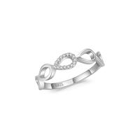 Aotiwe Freundschaftsringe Freundinnen, Ring 925 Silber Hohles Tropfenband mit Rundschliff Weiß Zirconia, 57 (18.1), 925 Silber, Zirconia