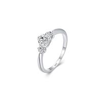 Aotiwe Freundschaftsringe Silber 925, Ringe Silber Einfacher Dreistein mit Rundschliff Weiß Zirkonia, 49 (15.6), 925 Silber, Zirconia