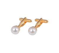 Aotiwe Gemelli da uomo a forma di ingranaggio, gemelli con perle rotonde, Ottone, Perla