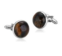 Aotiwe Gemelli da uomo, in rame, rotondi, in acciaio inox, per la festa del papà, stile vintage, colore: marrone ambrato, Acciaio inossidabile, Senza pietre preziose