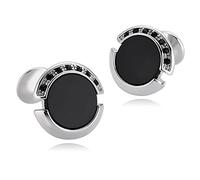 Aotiwe Gemelli da uomo per camicia, da uomo, in acciaio INOX nero, Acciaio inossidabile, zirconia cubica