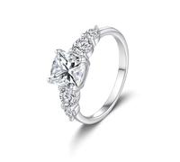 Aotiwe Gioielli alla moda, anello dichiarato a 4 gres Princess taglio quadrato con 2 carati di moissanite oro bianco, 45 (14.3), Oro bianco 14 car, Moissanite