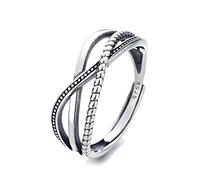 Aotiwe Gioiello da donna in argento, regalo originale per donna giovane, anello a gradini con linee irregolari, regolabile, per Natale, compleanno, Regolabile, Metallo