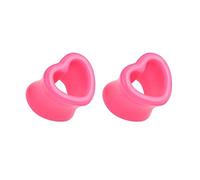 Aotiwe Kit di 2 dilatatori per orecchio da uomo, kit per piercing all'orecchio, in acrilico rosa a forma di cuore, 00G, Acrilico, Non pietra preziosa