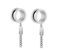 Aotiwe Kit di 2 piercing all'orecchio da uomo, dilatatori a tunnel per orecchie, rotondi, con catena e ciondolo geometrico, in acciaio inox, 3/4 inch, Acciaio inossidabile, Non pietra preziosa