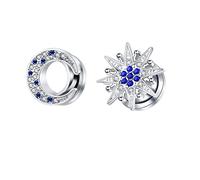 Aotiwe Kit di dilatazione per orecchio, 2 pezzi, kit di misurazione argento con luna e stella con zirconia cubica blu e bianca, in acciaio inox, 1/2 inch, Acciaio inossidabile, Zirconie sintetico
