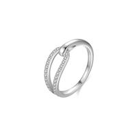 Aotiwe Matching Rings, Ring Set Silber 925 Damen Silber Knoten Kanalband mit Rundschliff Weiß Zirkonia, 49 (15.6), 925 Silber, Zirconia