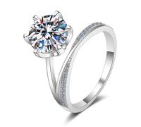 Aotiwe Memoire - Anello da donna in oro bianco e bianco 3 carati con diamante coltivato da laboratorio, 10 (15,9), Oro bianco 14 carati (585), Diamante coltivato da laboratorio