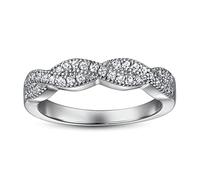 Aotiwe Memorie - Anello in argento, gioiello da donna vintage con croce intrecciata, per San Valentino, anniversario, matrimonio, Argento, Zirconie sintetico